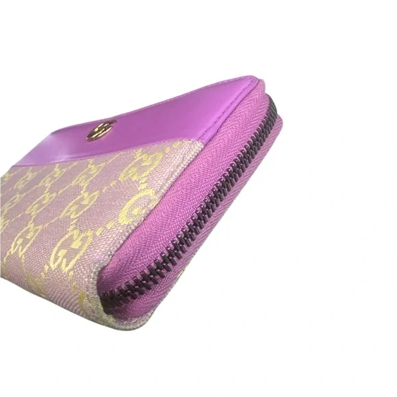 GUCCI Calfskin GG Supreme Monogram GG Marmont Zip Around Wallet Lilac - Picture 5 of 11